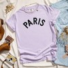 Simply Sage Market Women's Embroidered Paris Arched Short Sleeve Garment Dyed Tee - L - Orchid - 3 of 3