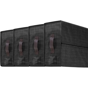 NewHome"4Pcs Foldable Bed Sheet Organizers for Bedding, Duvet, Pillowcases, King/Queen with Labels" Black&Grey - 1 of 4