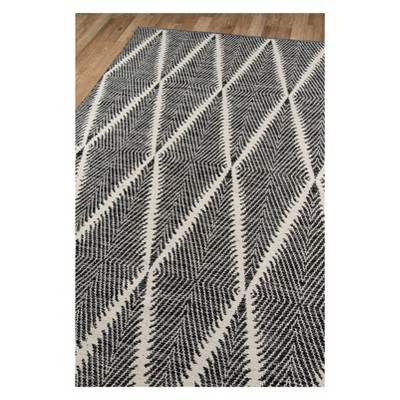 Handmade Black and Gray Diamond Geometric Rectangle Rug 6' x 9'