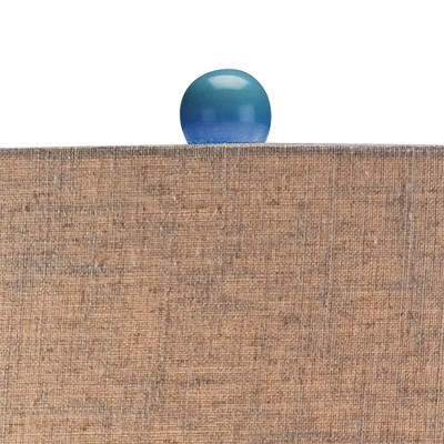 Teal Ceramic Bottle Table Lamp with Beige Fabric Drum Shade