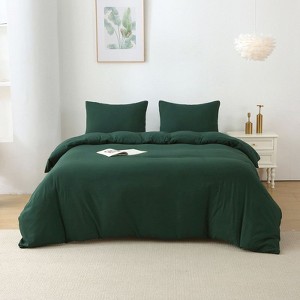 Karl Home Duvet Cover Set Solid Terracotta Color Bedding Set 3 Pieces Queen Size - 1 of 4