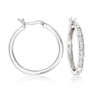 Ross-Simons 0.25 ct. t.w. Diamond Hoop Earrings in Sterling Silver - 1 of 4
