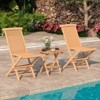 Tangkula Wooden Folding Slatted Set with 2 Dining Chairs Square Table Natural Indonesia Teak Wood Patio Chairs Table Set - 3 of 4