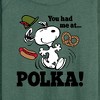 Women's - Peanuts - You Had Me At Polka Lightweight French Terry Wide Neck Long Sleeve Shirt - 2 of 4