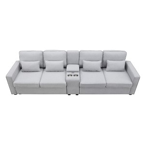 TiramisuBest 114.2" Upholstered Sofa with Console, Modular Sectional Sofa with Storage, Sideboard Buffet Style Design for Living Room - 1 of 4