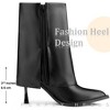 BLISSFUL STEP Women's Pointed Toe Mid Calf Fold Over Buckle Stiletto Heel Booties - 2 of 4