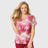 Wink Women's Fitted 3-Pocket V-Neck Print Scrub Top