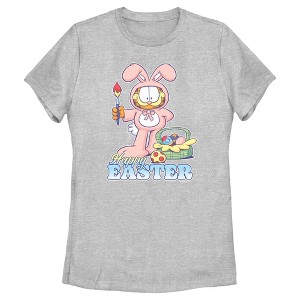 Women's Garfield Happy Easter Bunny Ears Cat T-Shirt - 1 of 4
