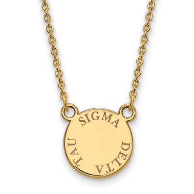 Black Bow Jewelry 14k Yellow Gold Plated Sterling Silver Sigma Delta Tau Greek Life Necklace 18 Inch