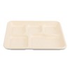 Boardwalk Bagasse PFAS-Free Food Tray, 5-Compartment, 8.26 x 0.98 x 10.9, Tan, Bamboo/Sugarcane, 500/Carton - 2 of 4