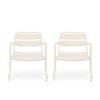 SKRAN Set of 2 Outdoor Slatted Chair, Patio Arm Chair with Powder-coated Iron and Metal frame for Patio, Porch, Poolside and Balcony, Matte White - 4 of 4