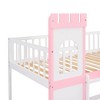 NicBex Twin over Twin Bunk Bed Loft Bed Castle Shape Pine Bed Frame with 3 Windows, Ladder and Full Length Guardrail, No Box Spring Required, Pink - 4 of 4