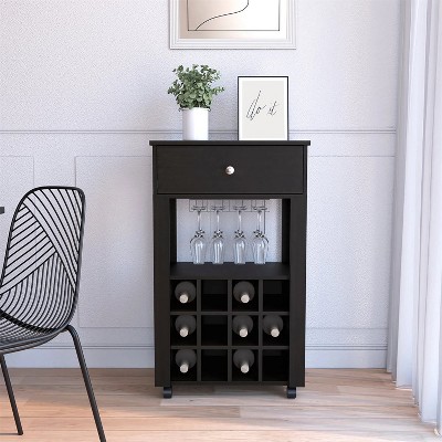 LunaLulinlk 39" H black bar- coffee cart, Kitchen or living room cabinet storage