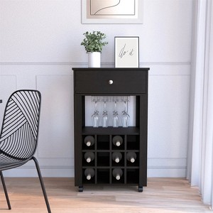 LunaLulinlk 39" H black bar- coffee cart, Kitchen or living room cabinet storage - 1 of 4