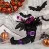 Northlight Witch's Boot with Glittered Foliage Halloween Decoration - 12" - Black and Purple - 2 of 4