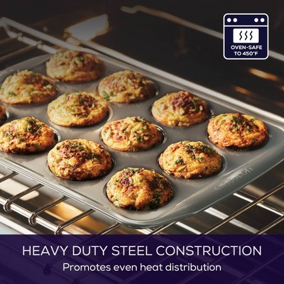 Gray Nonstick 12-Cup Steel Muffin Pan