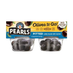 Pearls Olives-to-Go Pitted Large Black Ripe Olives - 4.8oz/4pk - 1 of 3