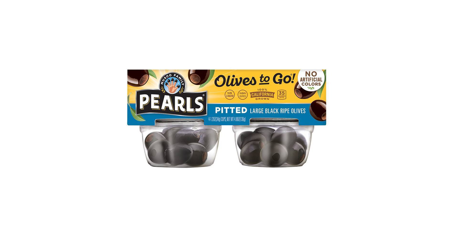 Pearls Olives-to-Go Pitted Large Black Ripe Olives - 4.8oz/4pk