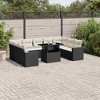 vidaXL 10 Piece Patio Sofa Set with Cushions Black and Cream Poly Rattan - Without Storage - 2 of 4