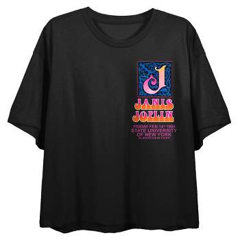 Janis Joplin Vibrant Poster Art Women's Black Double-Sided Crop Tee