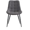 DOMETOUR Modern Dark Grey Fabric Dining Chair with Stylish Grid Pattern - 2 of 4