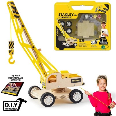 Red Tool Box Stanley Jr. Lifting Crane Large DIY Wood Building Kit
