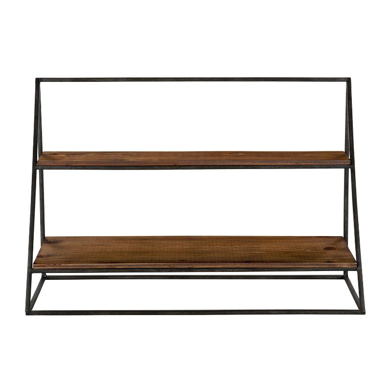Kate and Laurel Lander Rectangle Metal Accent Shelf, 24x8x16, Brown, 3 of 8