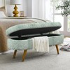 Sapphtopaz Pleated Fabric Ottoman with Storage, Upholstered Oval Ottoman Bench with Rubber Wood Legs, Multi-Functional Footstool or Seat - 3 of 4