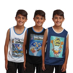 Dog Man Cover Art Boy’s 3-Pack Tank Top Set - 1 of 4