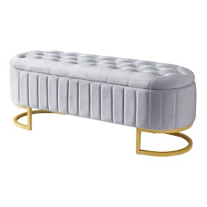 NicBex Modern 47.2" Storage Bench Velvet Accent Stool with Button Tufted and Metal Base for Bedroom and Living Room - 1 of 4