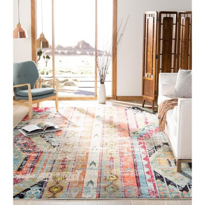 Boho-Chic Multi-Color Synthetic 9' x 12' Area Rug