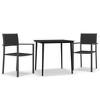 vidaXL 3 Piece Patio Dining Set Black - 2 of 4