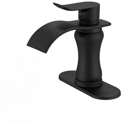 BWE Waterfall Single Hole Single-Handle Low-Arc Bathroom Faucet With Pop-up Drain Assembly