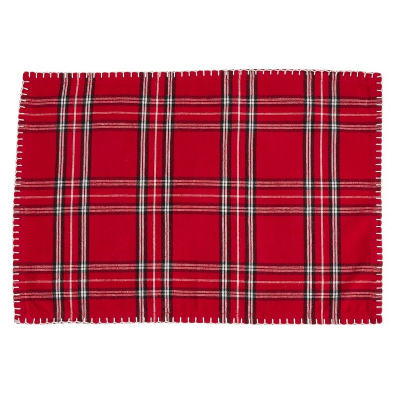 14&#34; X 20&#34; Plaid Whipstitch Placemat Set of 4 pc Red - SARO Lifestyle, 1 of 4