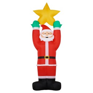 Itopfox 1 Piece 13.78FT Giant Christmas Inflatable Santa Claus Raising Star Built in LED Lights Outdoor Yard Garden Holiday Decor - 1 of 4