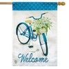 Briarwood Lane Spring Bike Welcome Burlap House Flag Floral 28" x - 2 of 4