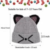 FAAYFIAN Sequin Cat Ear Knitted Beanie Hat for Kids Age 7-12 Winter Knit Skull Cap Winter Hat Outdoor Ear Warmer - 3 of 4
