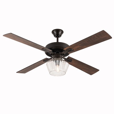 52" 1-Light Beryl Oil-Rubbed Bronze Ceiling Fan with Remote, Clear Glass Shade - River of Goods