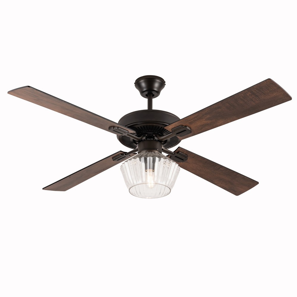 52" 1-Light Beryl Oil-Rubbed Bronze Ceiling Fan with Remote, Clear Glass Shade - River of Goods