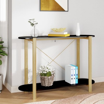 vidaXL Console Table Black 43.3 in.x15 in.x29.5 in. Engineered Wood