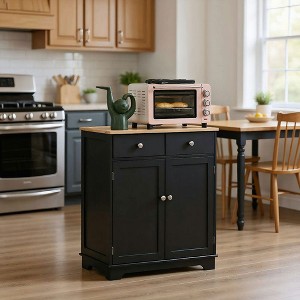 Resenkos Kitchen Storage Cabinet Sideboard - Solid Wood Top, Adjustable Shelf, 2 Drawers, for Living Room/Hallway, - 1 of 4