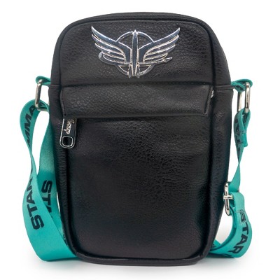 Disney Bag, Crossbody, Pixar, Lightyear Star Command Silver Wings Logo, Black, Vegan Leather