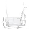 Porch Swing with Chains and Cupholders, 2 Person Wooden Patio Swing Chair, 440 lbs. Weight Capacity, for Garden, Poolside - 3 of 4