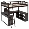 NicBex Full Loft Bed with Desk Wooden Bed Frame with Trifold Mirror, Storage Shelves, Inclined Ladder and Guardrail, No Box Spring Required - 3 of 4