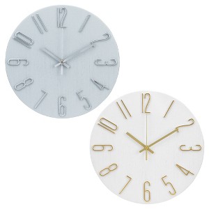 REGALWOVEN 2 Pcs Plastic Classic Battery Powered Silent Non-Ticking Wall Clock 12 x 12 Inches - 1 of 4