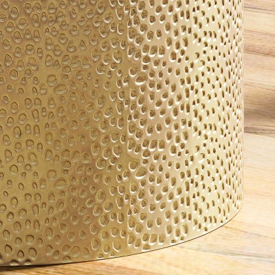 Gold Hammered Iron Round Accent Table