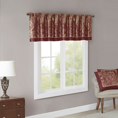 Burgundy Jacquard Paisley Rod Pocket Window Valance