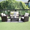 Heynemo 4 Piece Patio Furniture Sets, All-Weather Wicker Conversation Sets, Outdoor Rattan Sectional Sofa Chair with Coffee Table - 2 of 4