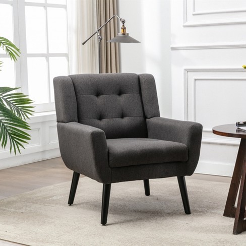 Modern Soft Velvet Upholstered Accent Chair with Armrests Dark Gray ModernLuxe