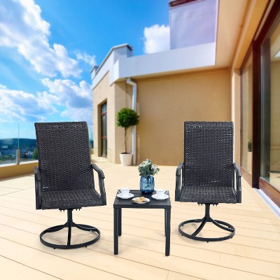 Patio Conversation Set with 360 Wicker Swivel Chairs & Coffee Table - Captiva